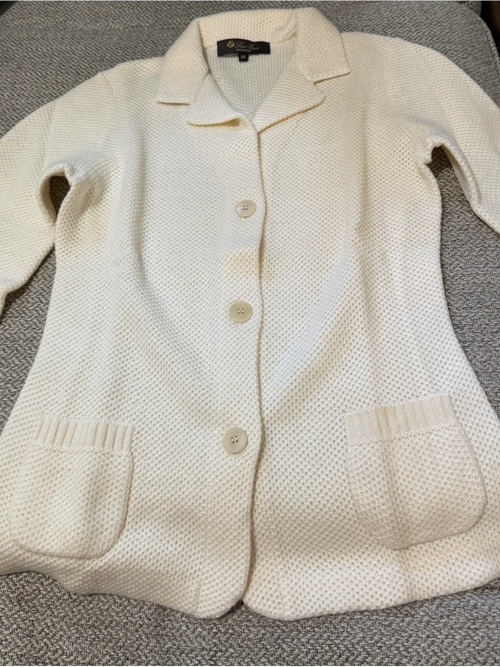 Loro Piana Cream Button-Front Knit Cardigan